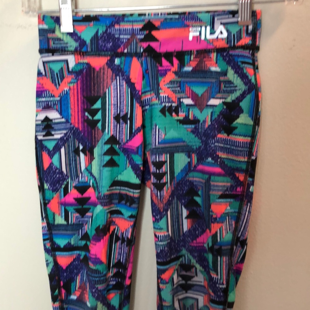 Fila Athletic Leggings size S (youth 8) Geometric print bold colors
